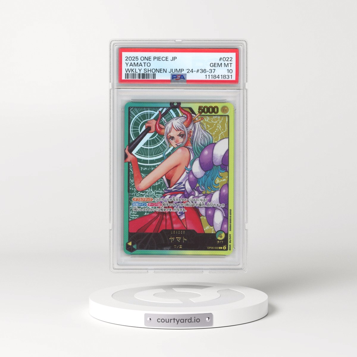2025 One Piece Japanese Promos #022 Yamato - Weekly Shonen Jump 2024-Issue 36-37 (PSA 10 GEM MINT)