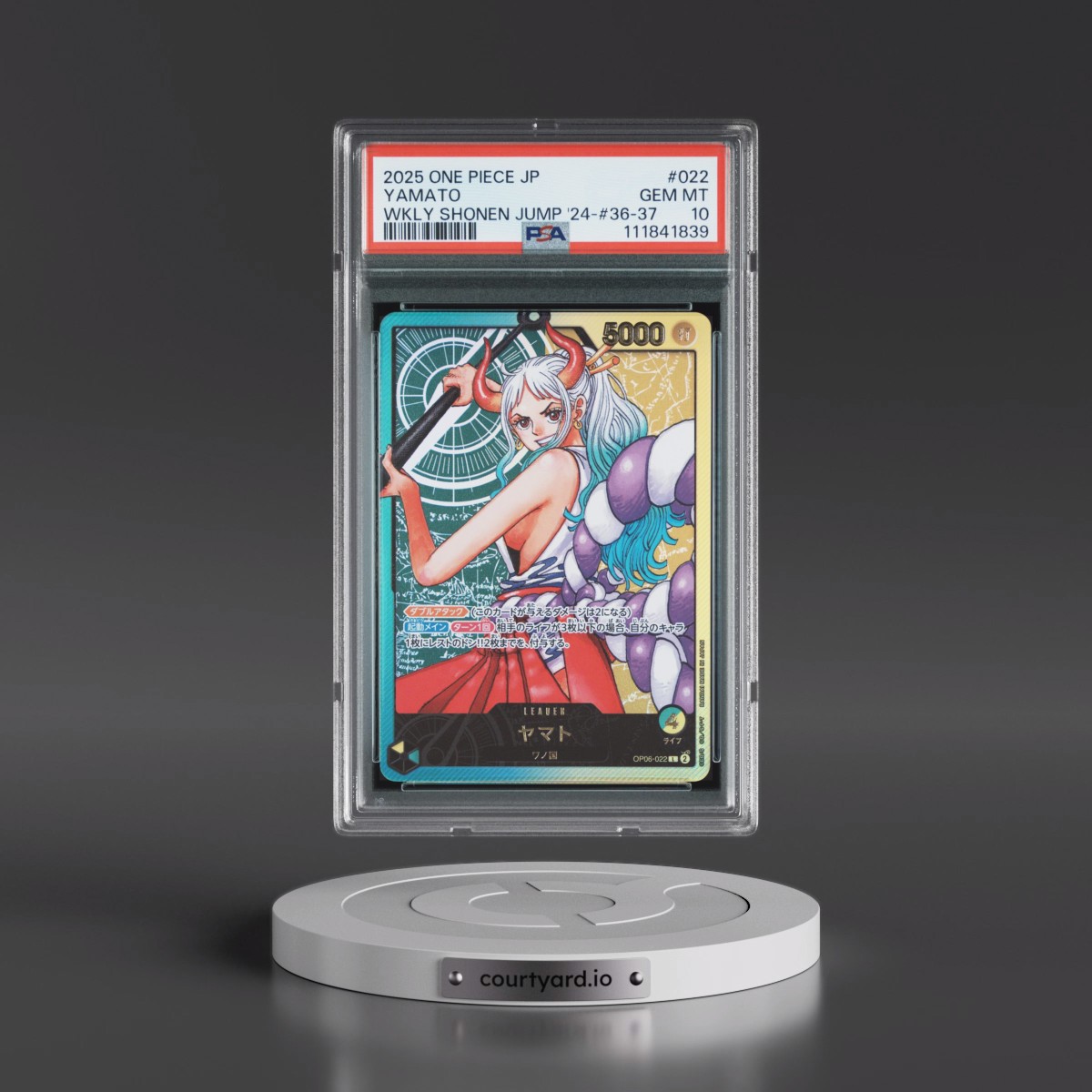 2025 One Piece Japanese Promos #022 Yamato - Weekly Shonen Jump 2024-Issue 36-37 (PSA 10 GEM MINT)