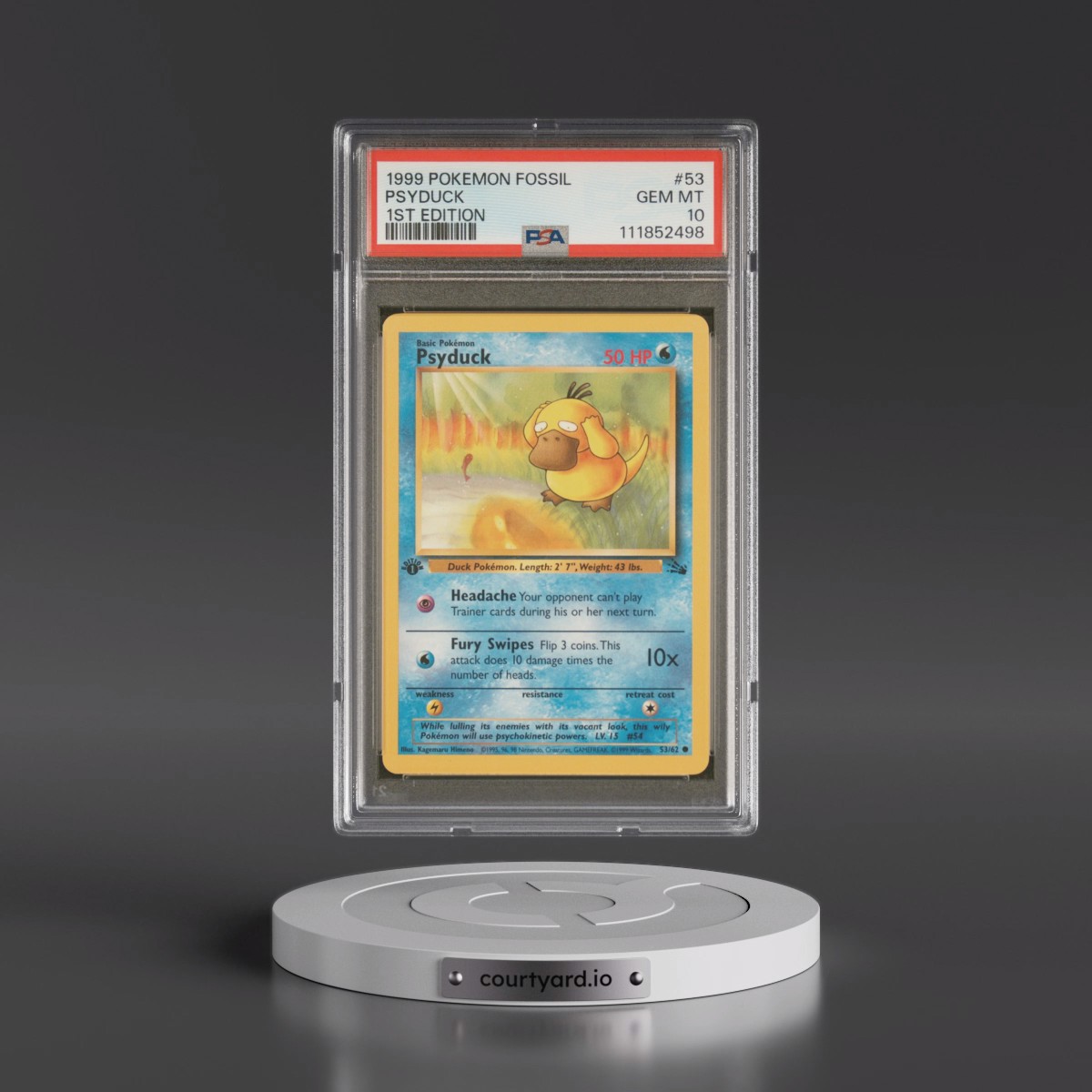 1999 Pokémon Fossil #53 Psyduck - 1st Edition (PSA 10 GEM MINT)
