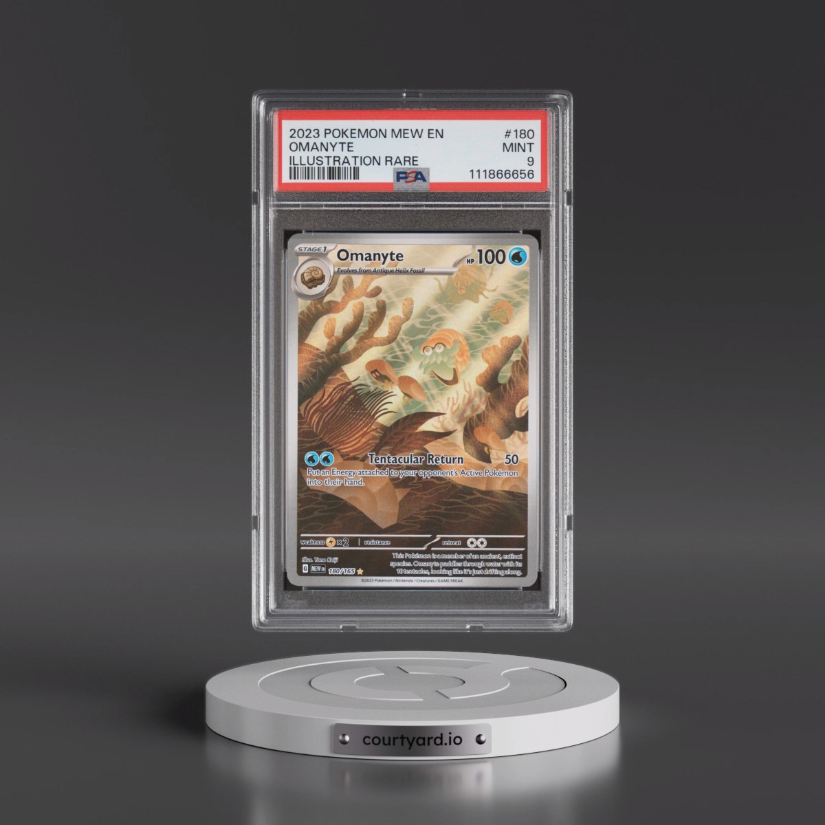 2023 Pokémon Mew EN-151 #180 Omanyte - Illustration Rare (PSA 9 MINT)