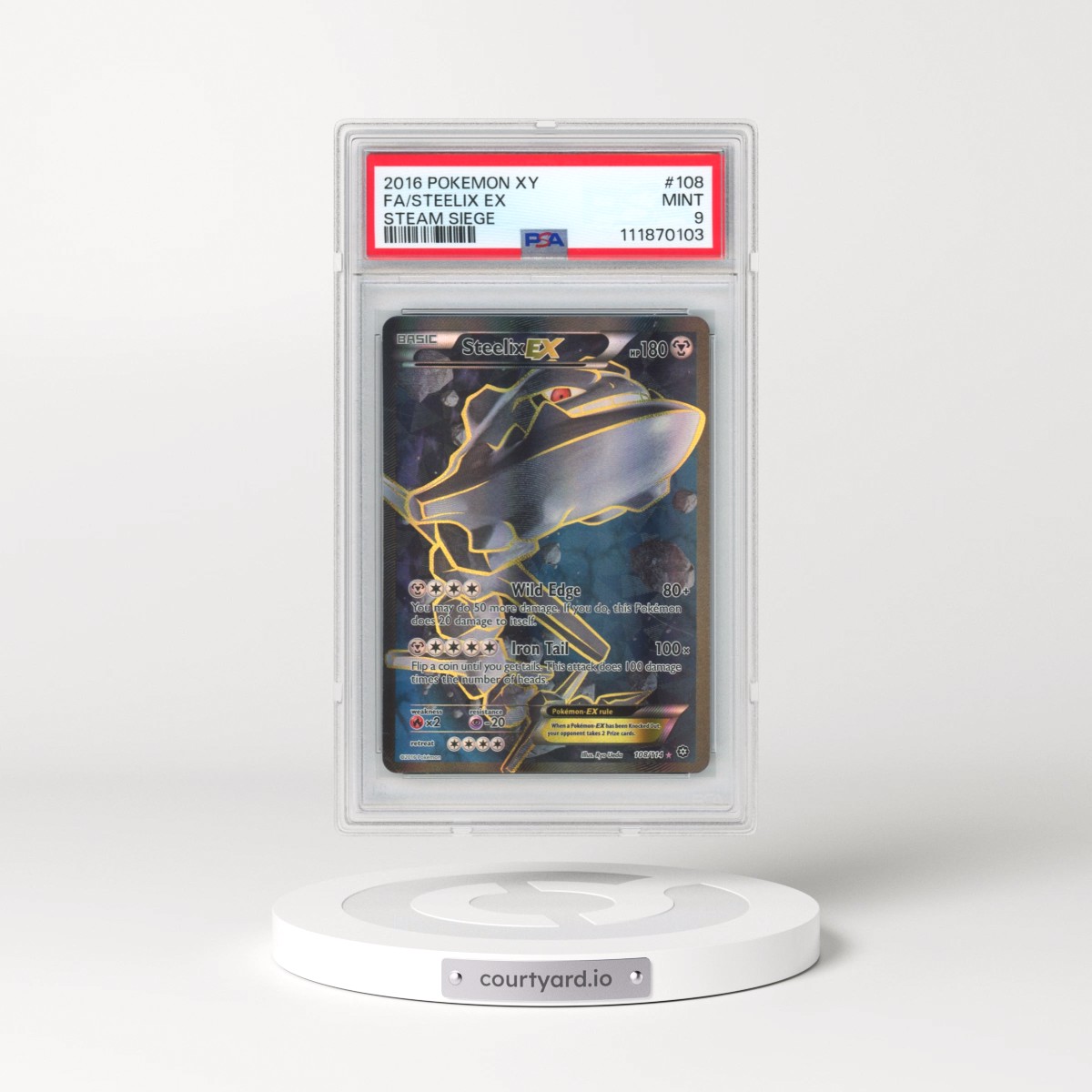 2016 Pokémon XY Steam Siege #108 Steelix EX - Holo Full Art (PSA 9 MINT)