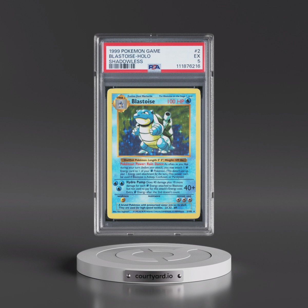 1999 Pokémon Game #2 Blastoise - Holo Shadowless (PSA 5 EX)