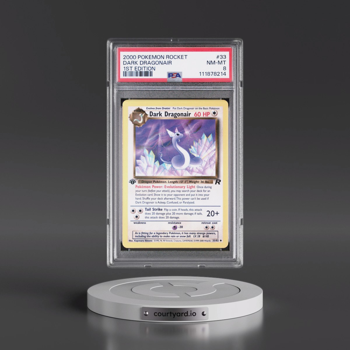 2000 Pokémon Rocket #33 Dark Dragonair - 1st Edition (PSA 8 NM-MT)