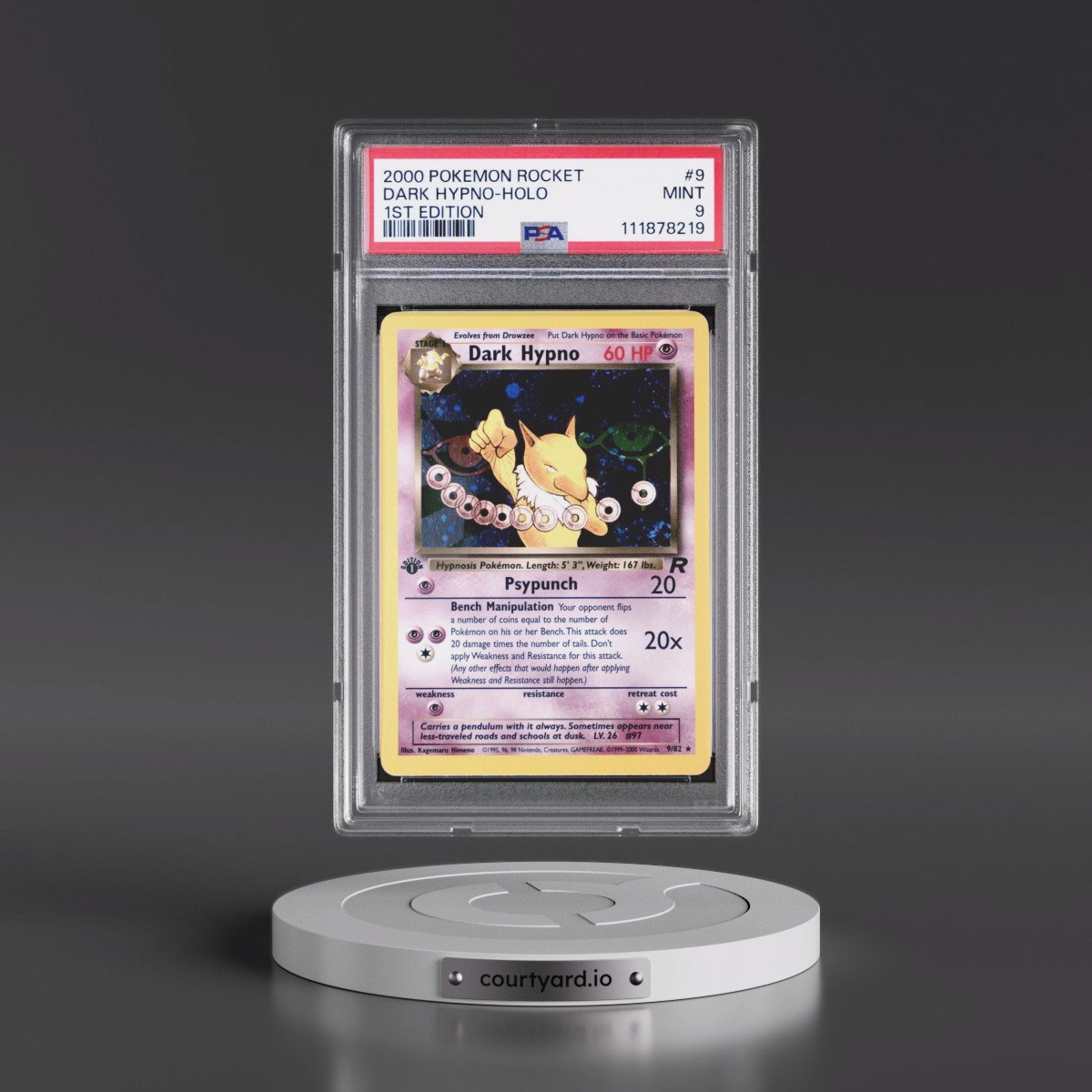 2000 Pokémon Rocket #9 Dark Hypno - 1st Edition Holo (PSA 9 MINT)