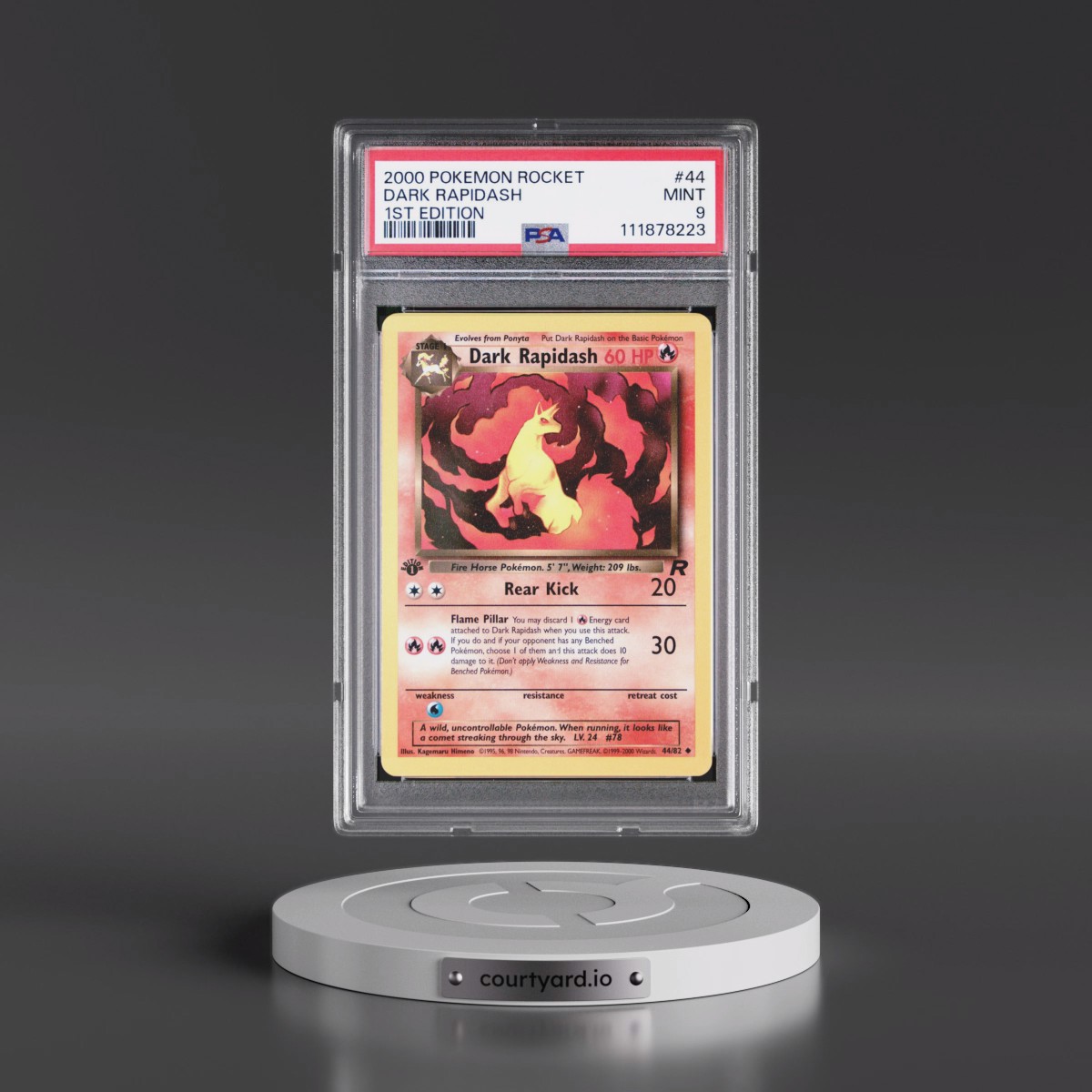 2000 Pokémon Rocket #44 Dark Rapidash - 1st Edition (PSA 9 MINT)