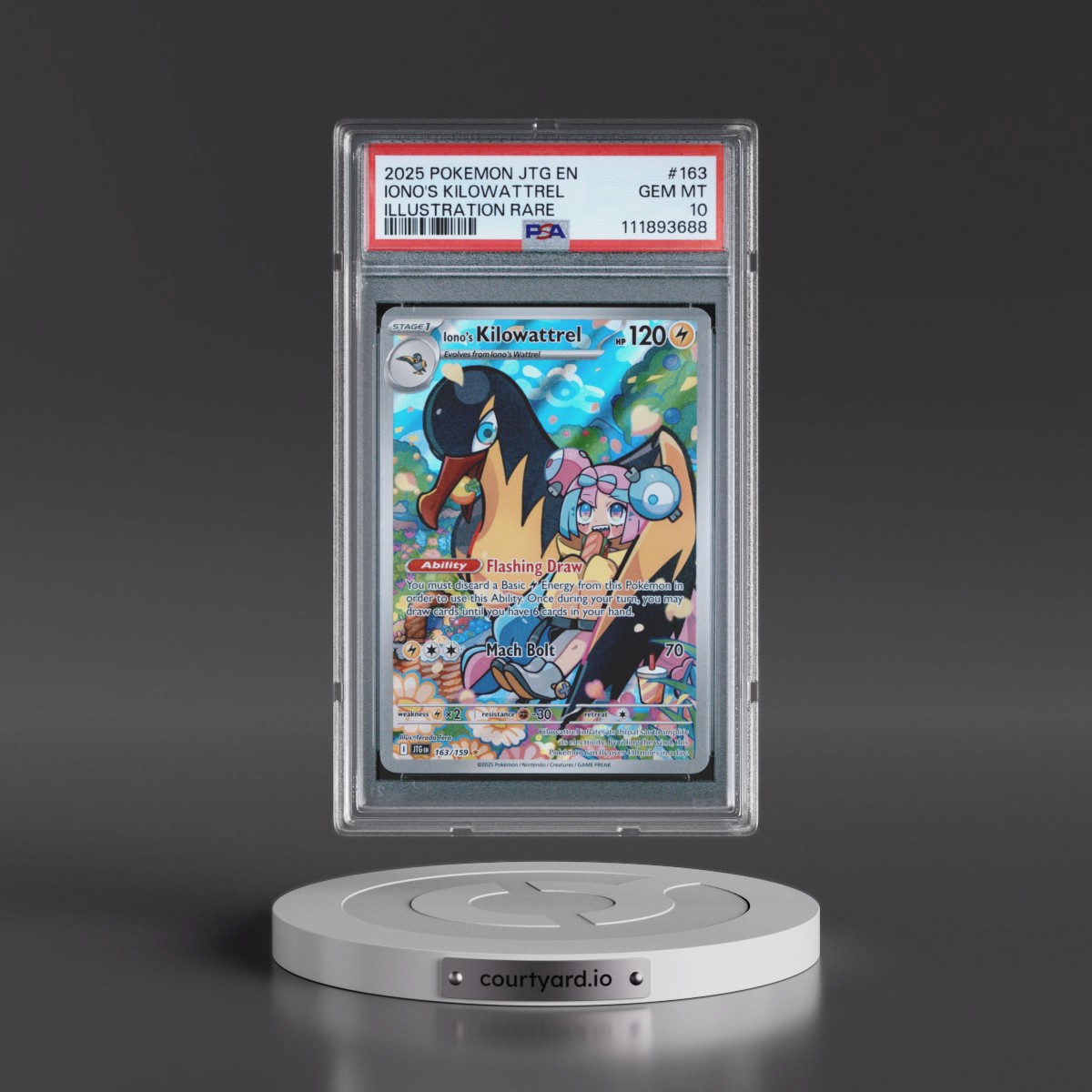 2025 Pokémon Jtg EN-Journey Together #163 Iono's Kilowattrel - Illustration Rare (PSA 10 GEM MINT)