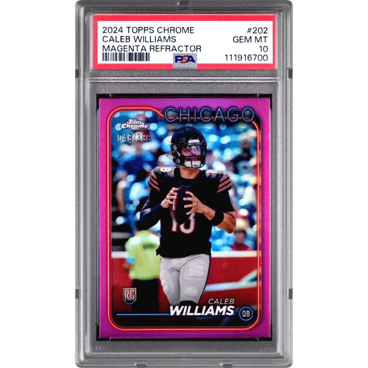 2024 Topps Chrome #202 Caleb Williams - Magenta Refractor (PSA 10 GEM MINT)