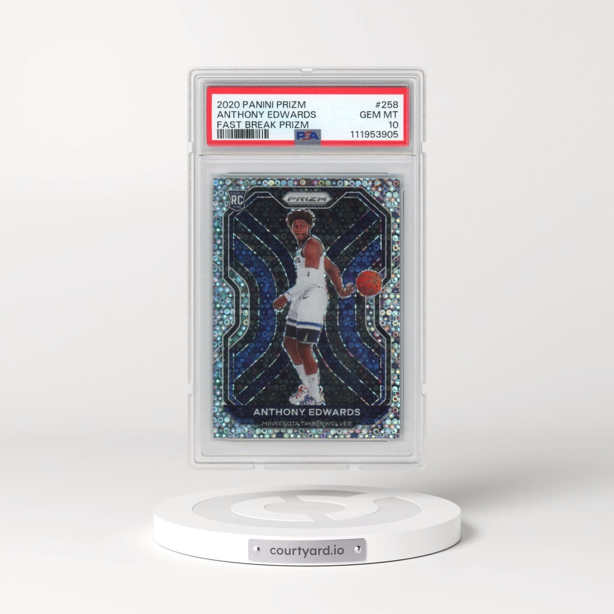 2020 Panini Prizm #258 Anthony Edwards - Fast Break Prizm (PSA 10 GEM MINT)