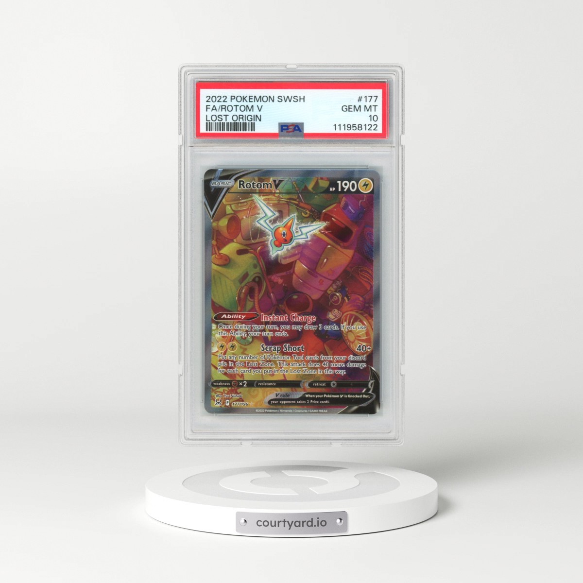 2022 Pokémon Sword & Shield Lost Origin #177 Rotom V - Holo Full Art (PSA 10 GEM MINT)