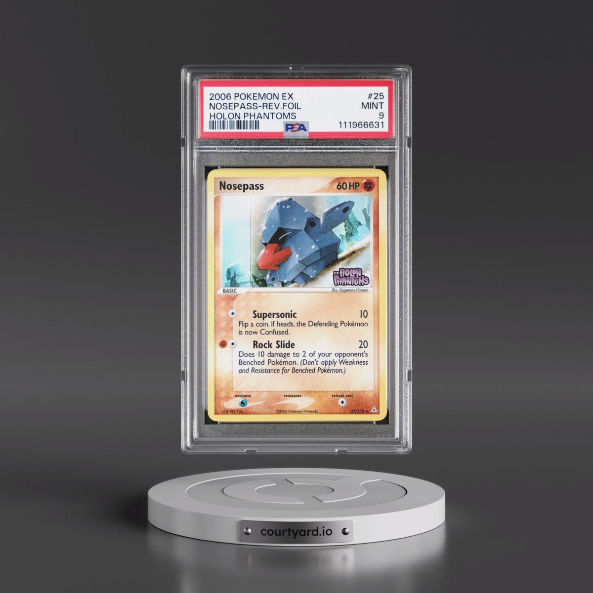 2006 Pokémon EX Holon Phantoms #25 Nosepass - Reverse Foil (PSA 9 MINT)