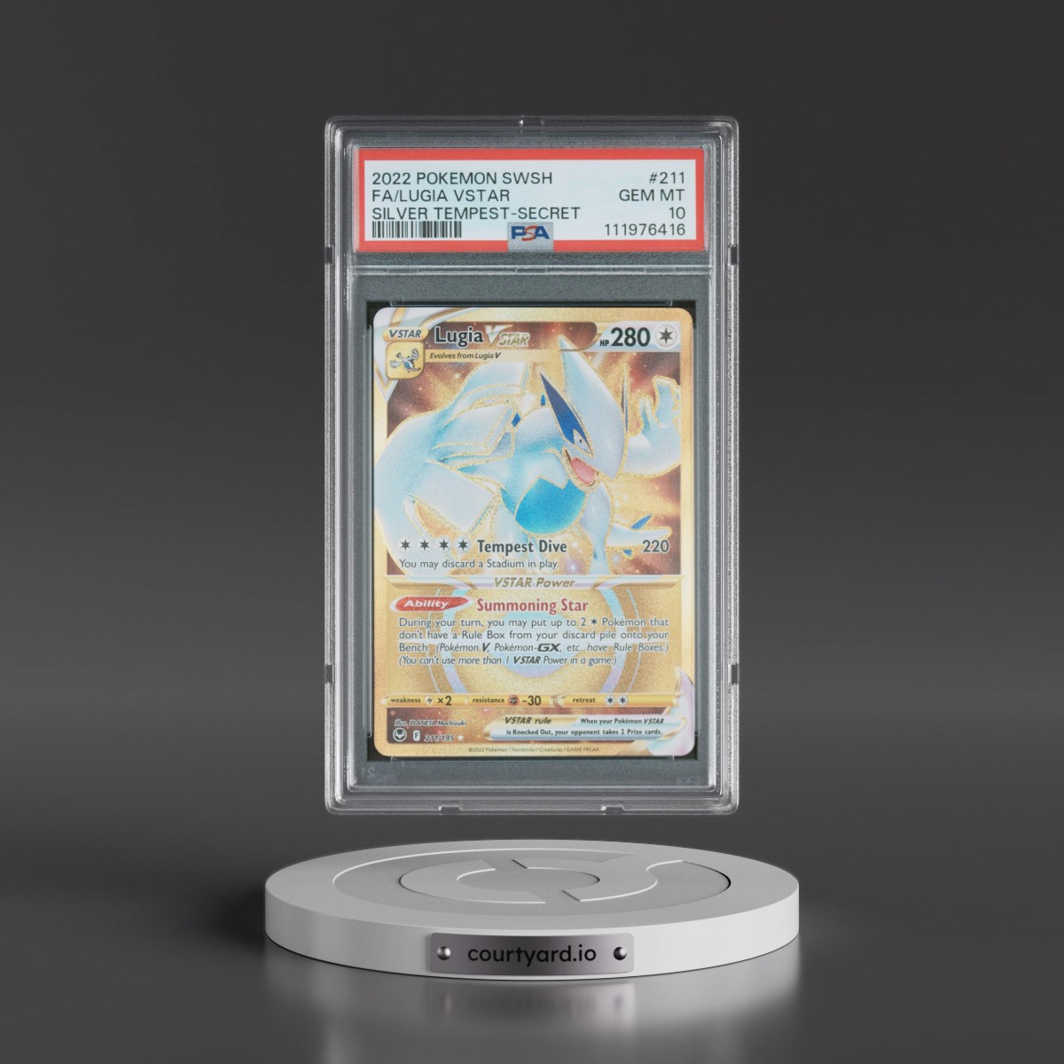 2022 Pokémon Sword & Shield Silver Tempest #211 Lugia Vstar - Full Art Secret (PSA 10 GEM MINT)