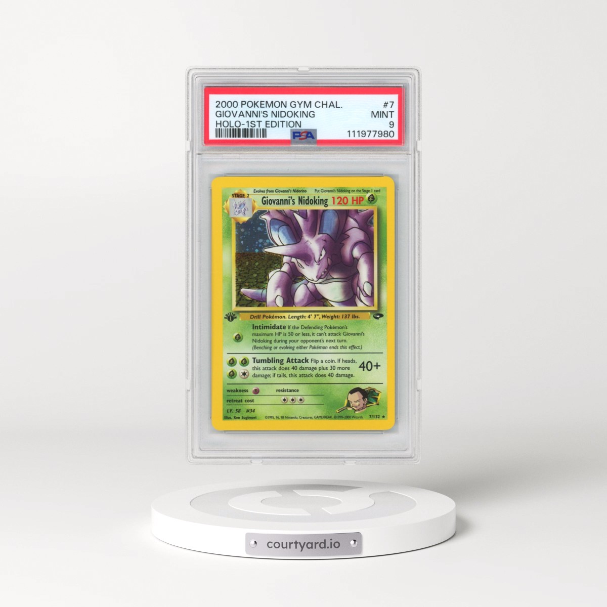 2000 Pokémon Gym Challenge #7 Giovanni's Nidoking - 1st Edition Holo (PSA 9 MINT)