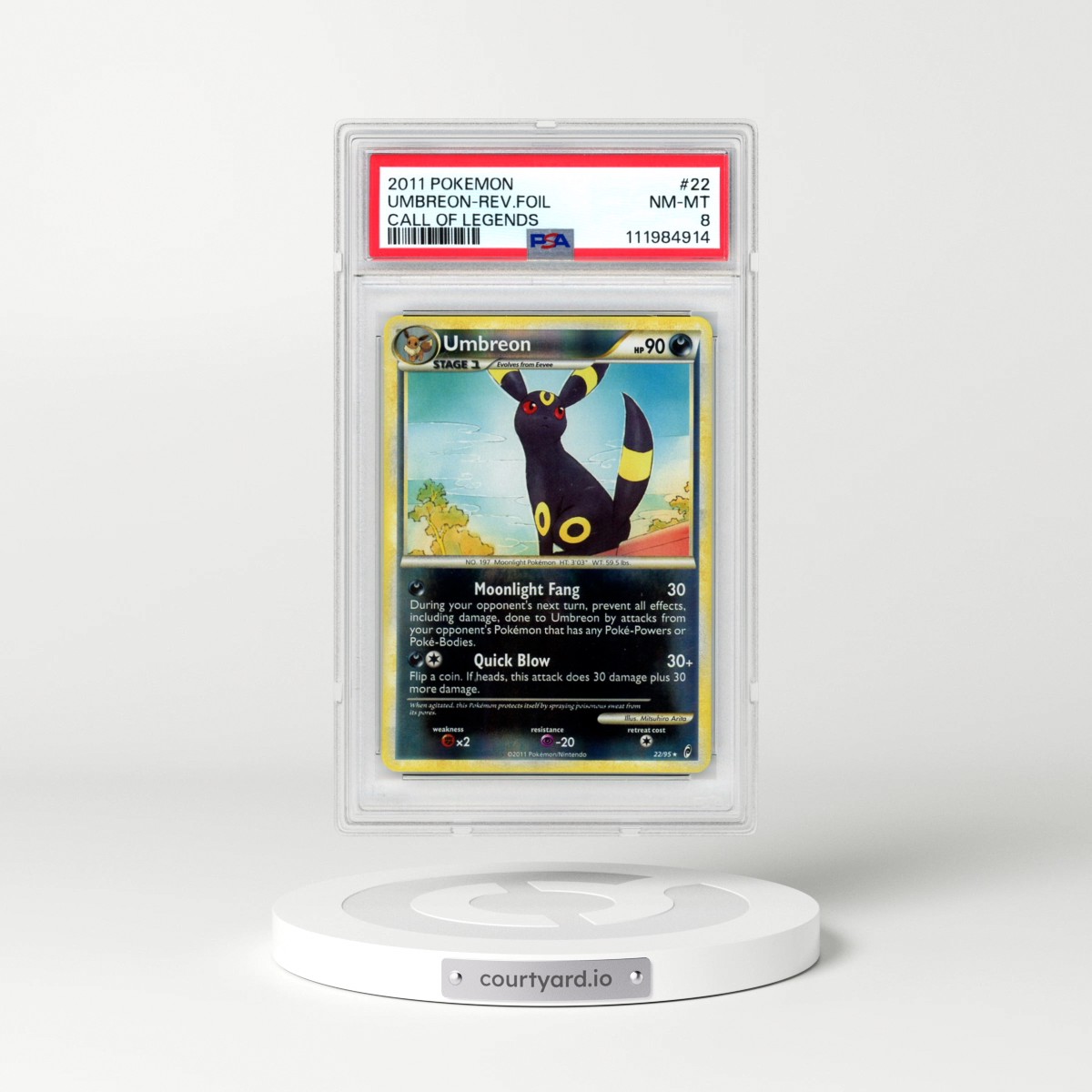 2011 Pokémon Call of Legends #22 Umbreon - Reverse Foil (PSA 8 NM-MT)