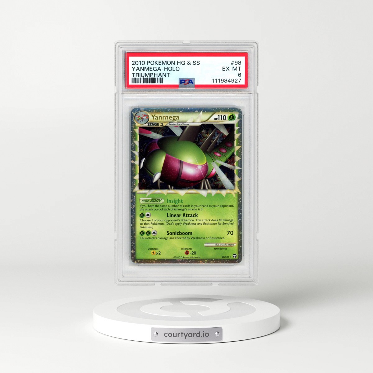 2010 Pokémon Heartgold & Soulsilver Triumphant #98 Yanmega - Holo (PSA 6 EX-MT)