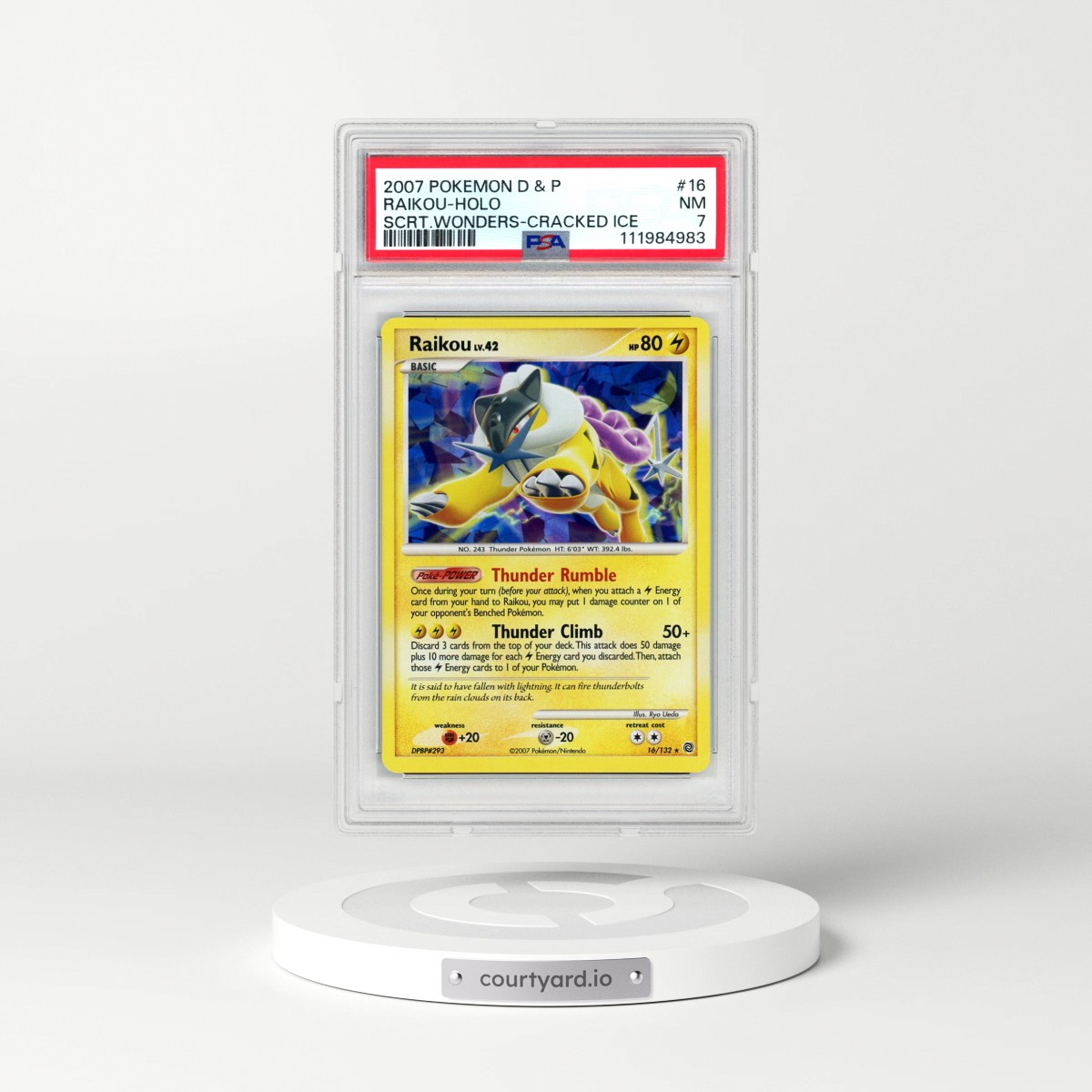 2007 Pokémon Diamond & Pearl Secret Wonders #16 Raikou - Holo Cracked Ice (PSA 7 NM)