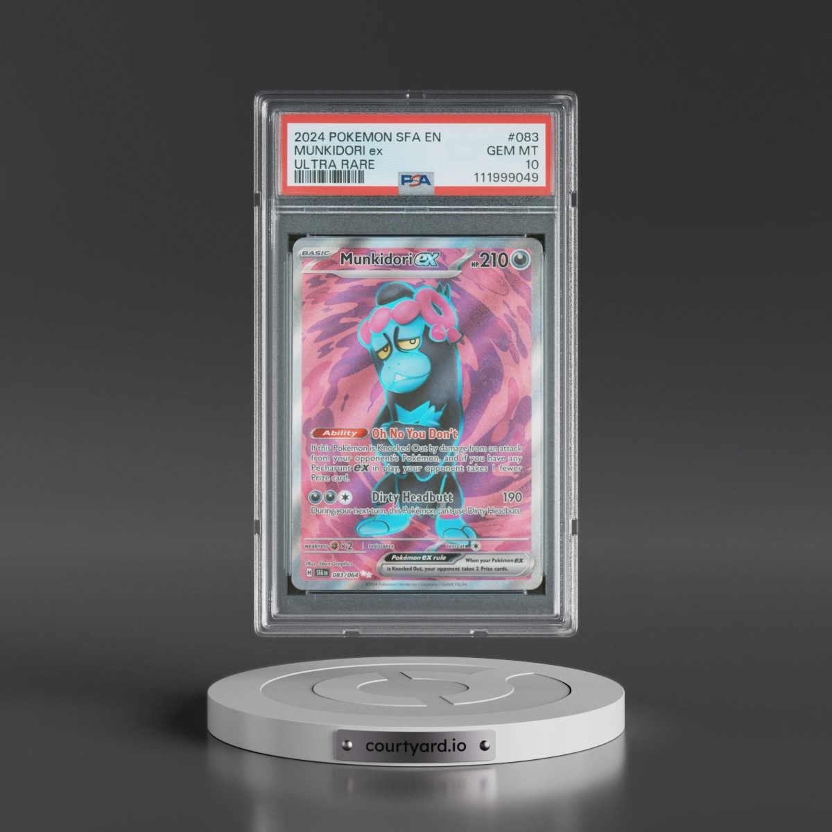 2024 Pokémon Sfa EN-Shrouded Fable #083 Munkidori EX - Holo Ultra Rare (PSA 10 GEM MINT)