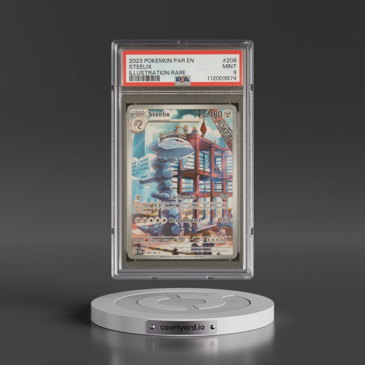 2023 Pokémon Par EN-Paradox Rift #208 Steelix - Illustration Rare (PSA 9 MINT)
