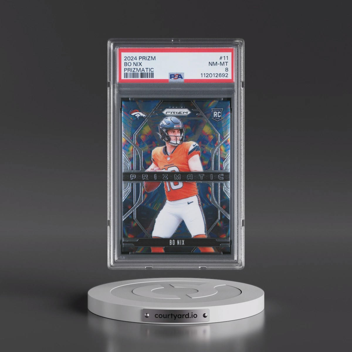 2024 Panini Prizm Prizmatic #11 Bo Nix (PSA 8 NM-MT)