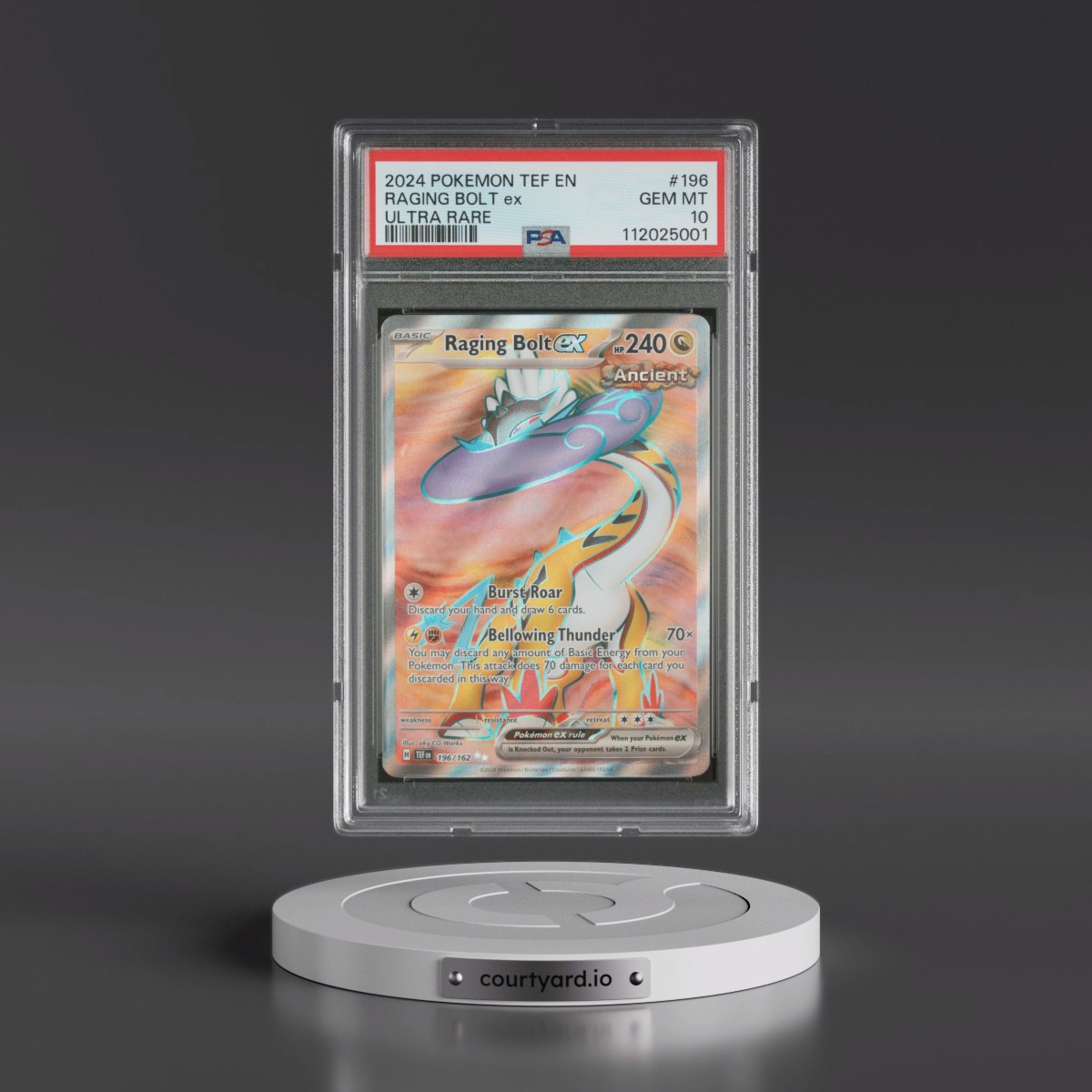 2024 Pokémon Tef EN-Temporal Forces #196 Raging Bolt EX - Holo Ultra Rare (PSA 10 GEM MINT)