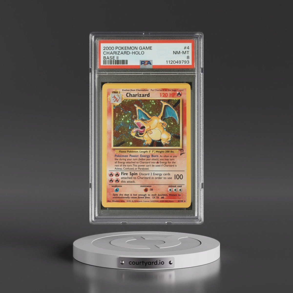 2000 Pokémon Game Base II Charizard - Holo #4 PSA 8