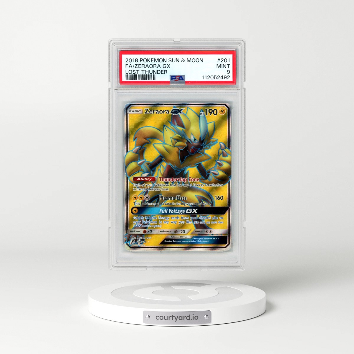 2018 Pokémon Sun & Moon Lost Thunder #201 Zeraora GX - Holo Full Art (PSA 9 MINT)