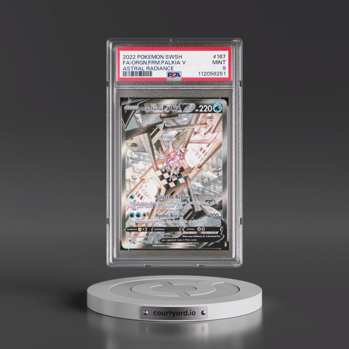 2022 Pokémon Sword & Shield Astral Radiance #167 Origin Forme Palkia V - Holo Full Art (PSA 9 MINT)