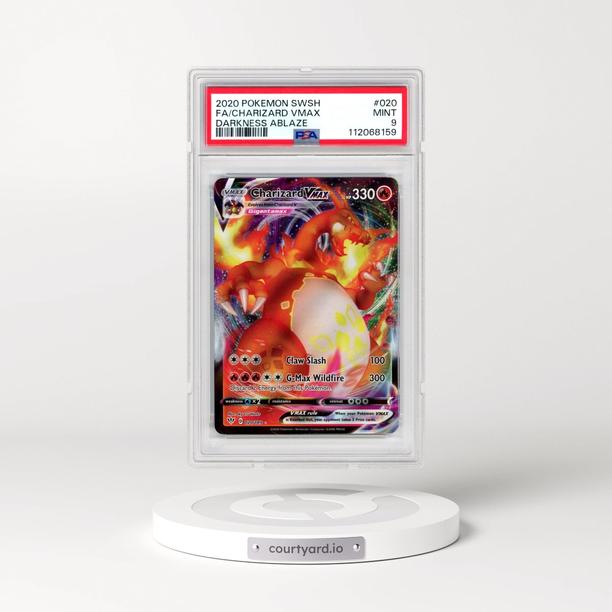 2020 Pokémon Sword & Shield Darkness Ablaze #020 Charizard Vmax - Full Art (PSA 9 MINT)