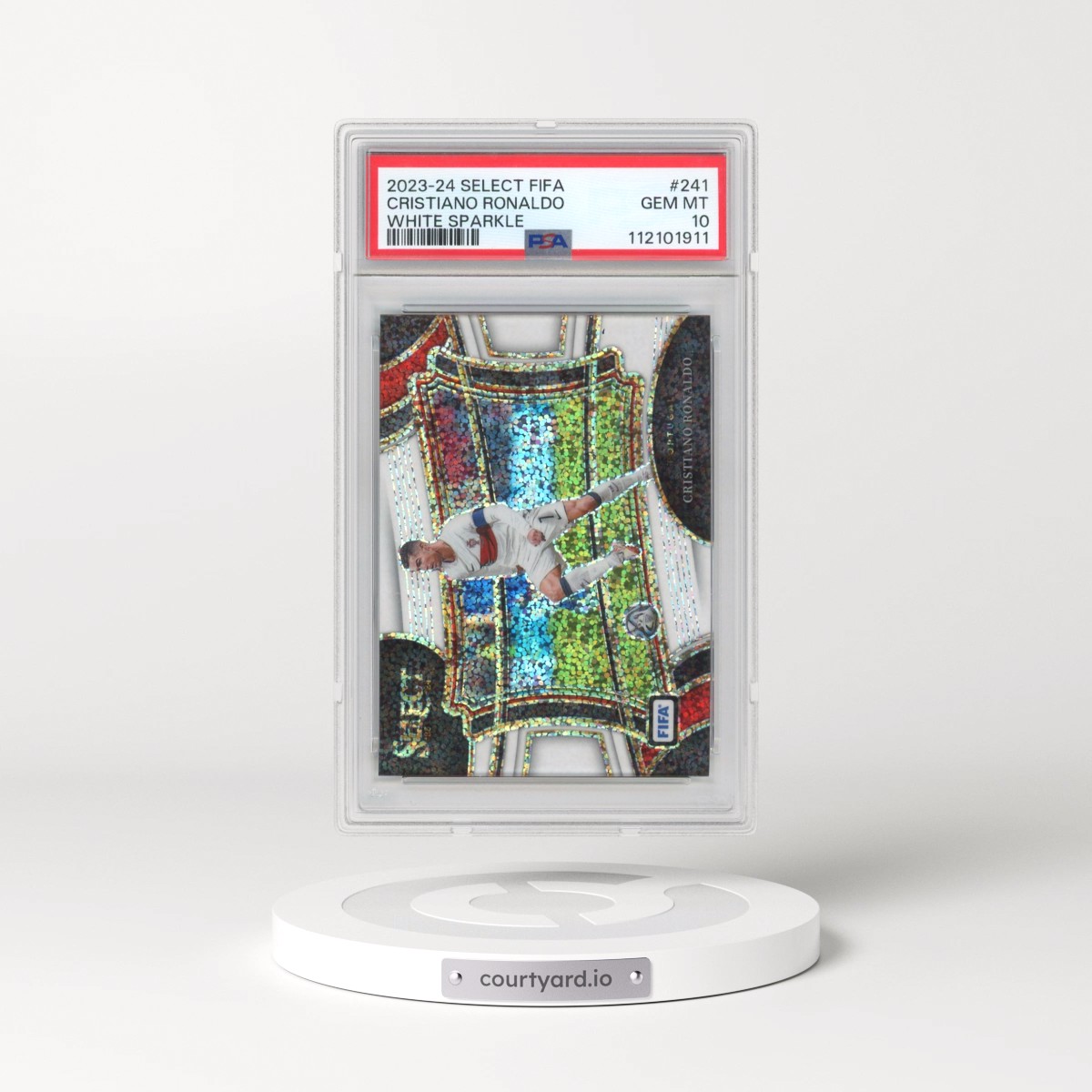 2023-24 Panini Select FIFA #241 Cristiano Ronaldo - White Sparkle (PSA 10 GEM MINT)