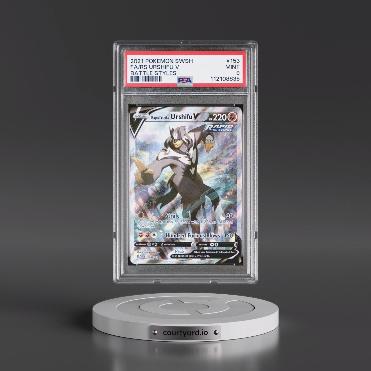 2021 Pokémon Sword & Shield Battle Styles #153 Rapid Strike Urshifu V - Holo Full Art (PSA 9 MINT)