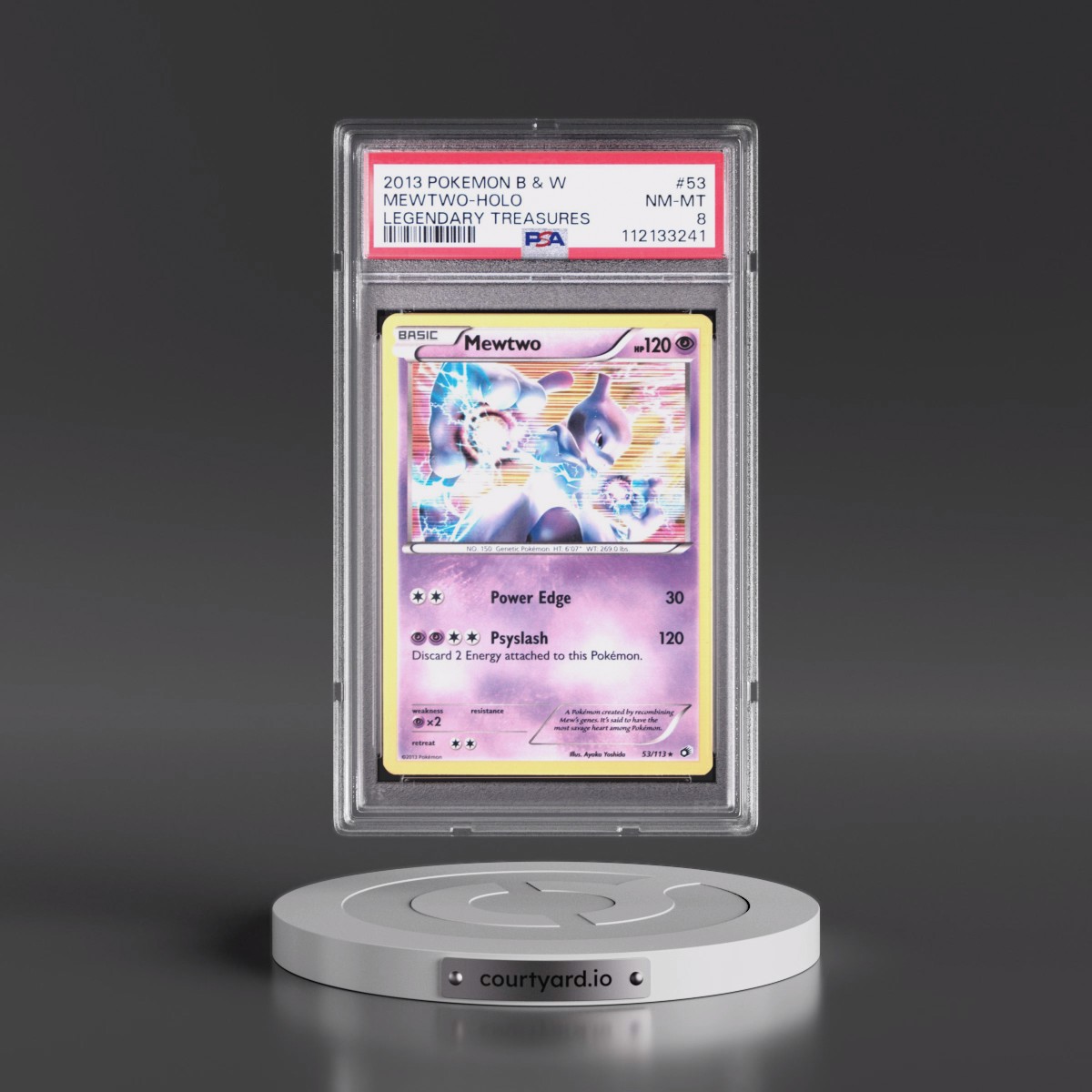 2013 Pokémon Black & White Legendary Treasures #53 Mewtwo - Holo (PSA 8 NM-MT)
