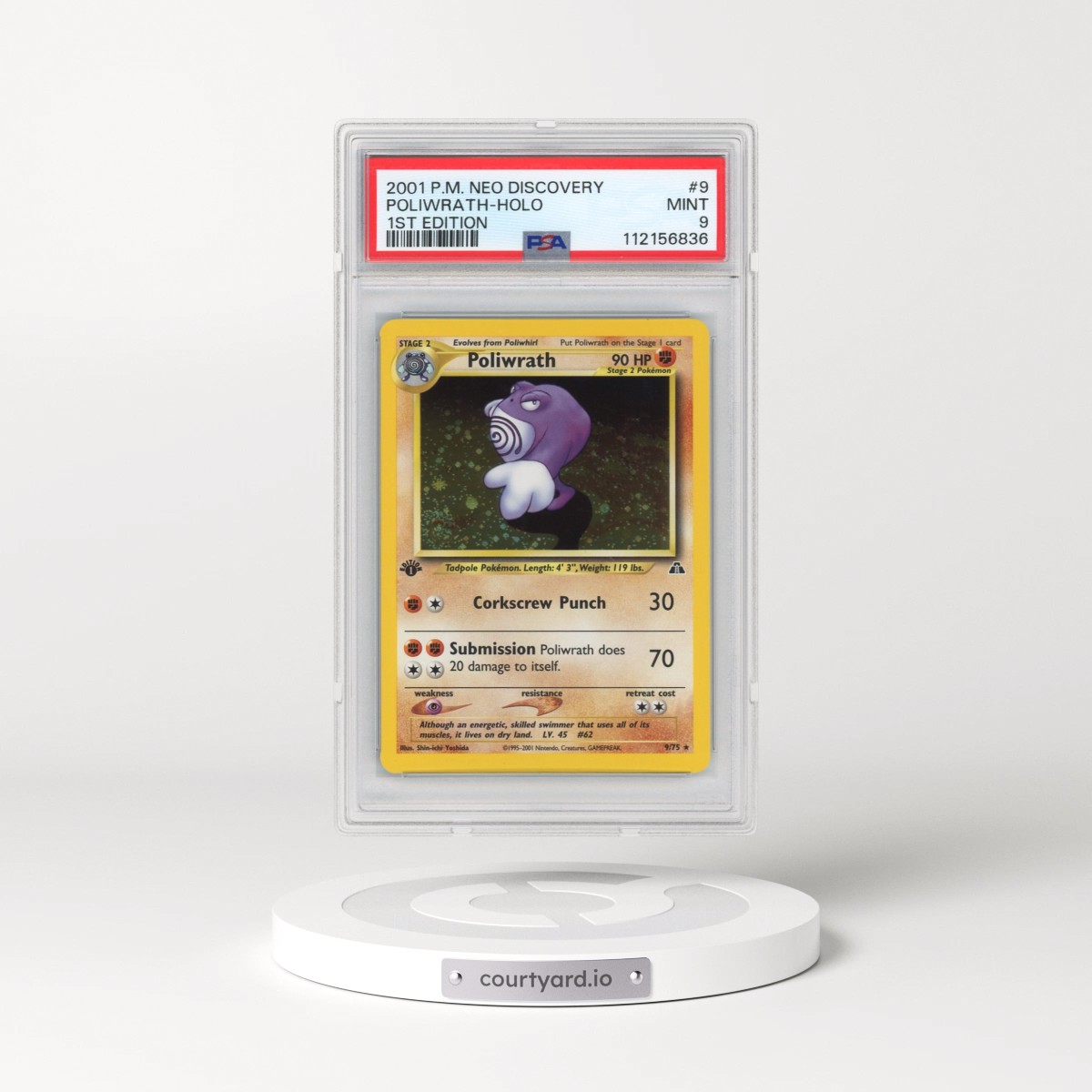 2001 Pokémon Neo Discovery #9 Poliwrath - 1st Edition Holo (PSA 9 MINT)