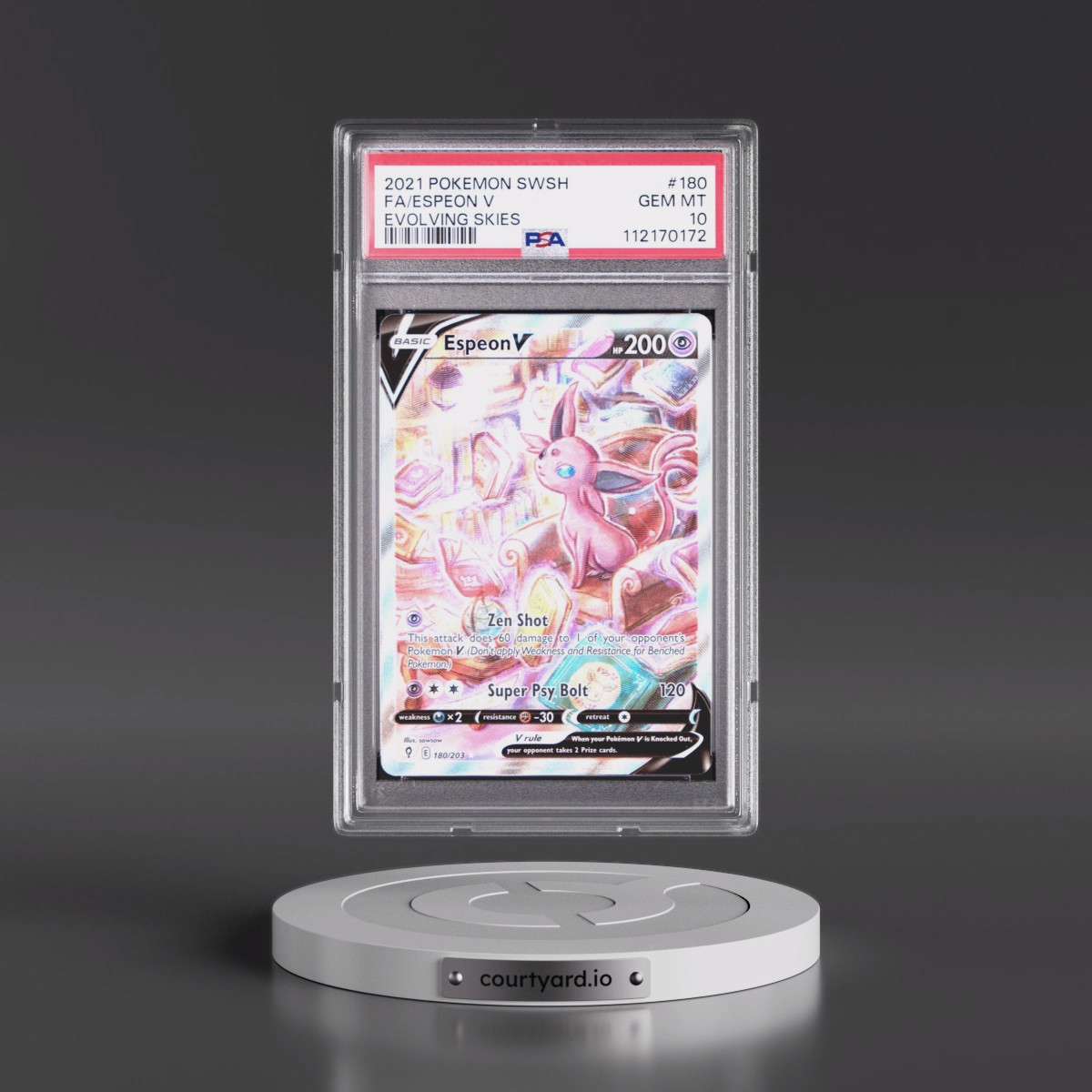 2021 Pokémon Sword & Shield Evolving Skies #180 Espeon V - Holo Full Art (PSA 10 GEM MINT)