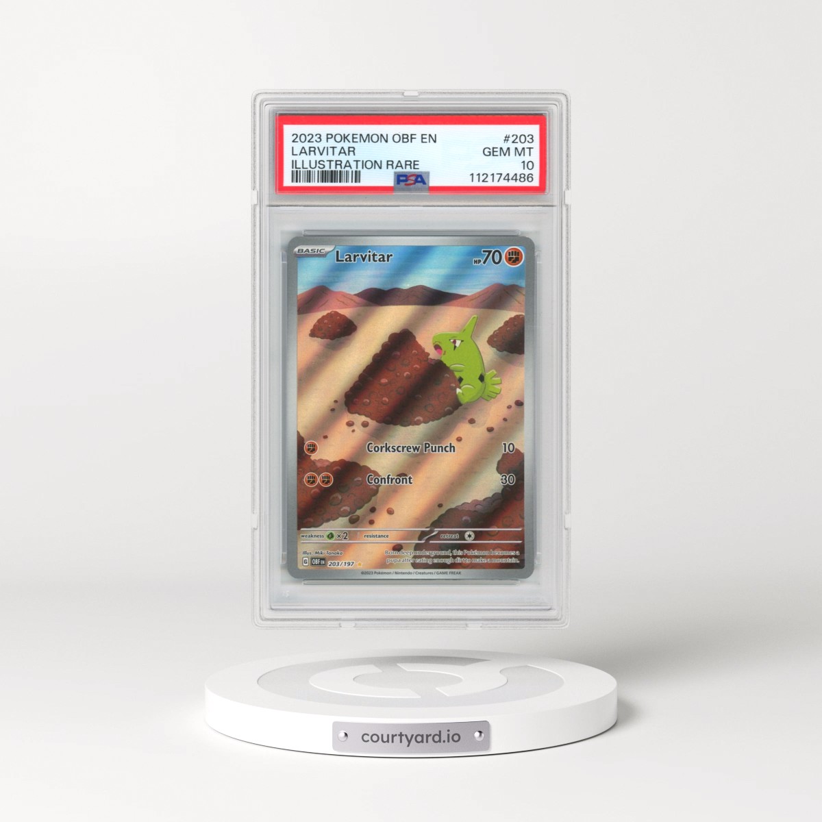 2023 Pokémon Obf EN-Obsidian Flames #203 Larvitar - Illustration Rare (PSA 10 GEM MINT)