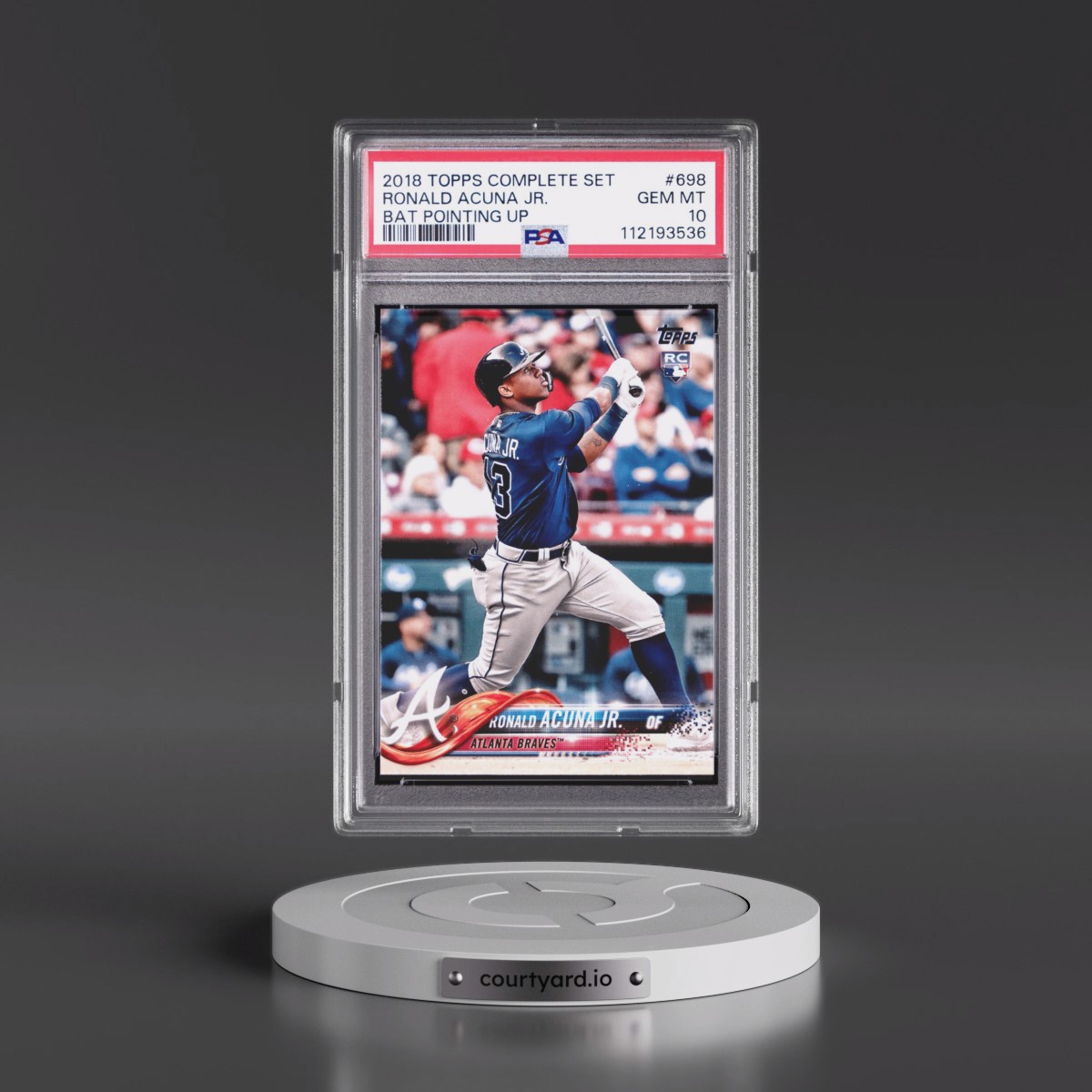 2018 Topps Complete Set #698 Ronald Acuna Jr. - Bat Pointing Up (PSA 10 GEM MINT)