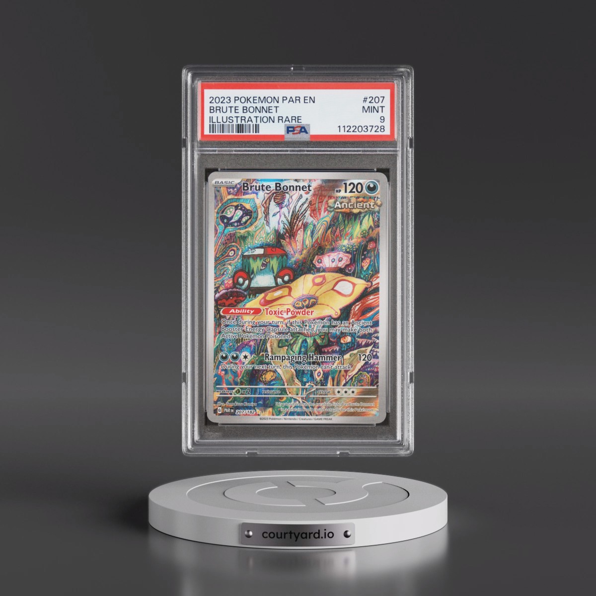 2023 Pokémon Par EN-Paradox Rift #207 Brute Bonnet - Illustration Rare (PSA 9 MINT)