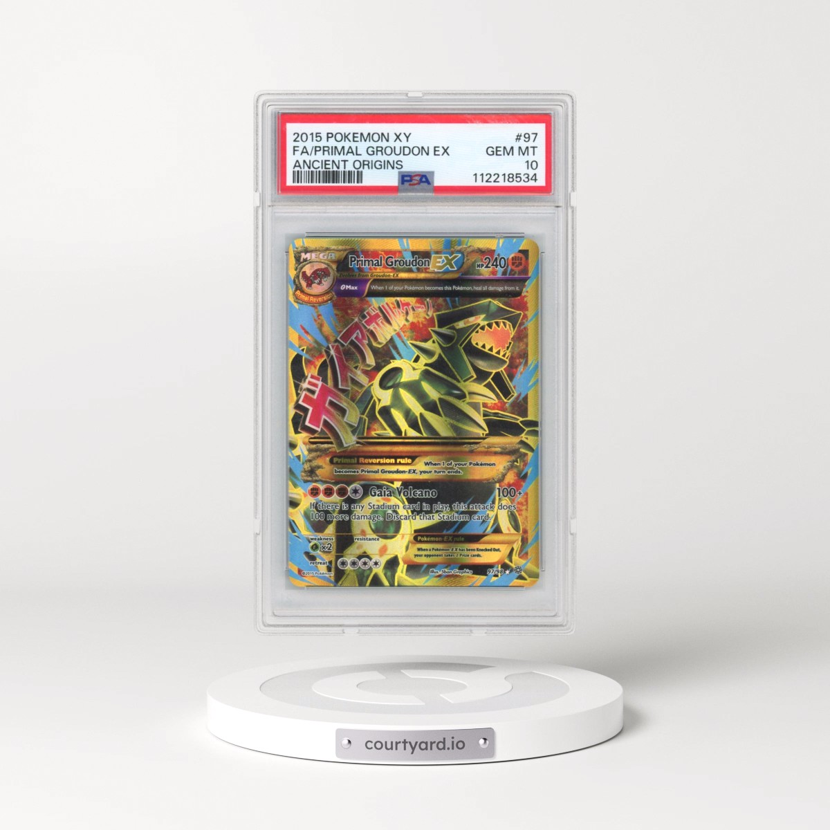 2015 Pokémon XY Ancient Origins #97 Primal Groudon EX - Holo Full Art (PSA 10 GEM MINT)