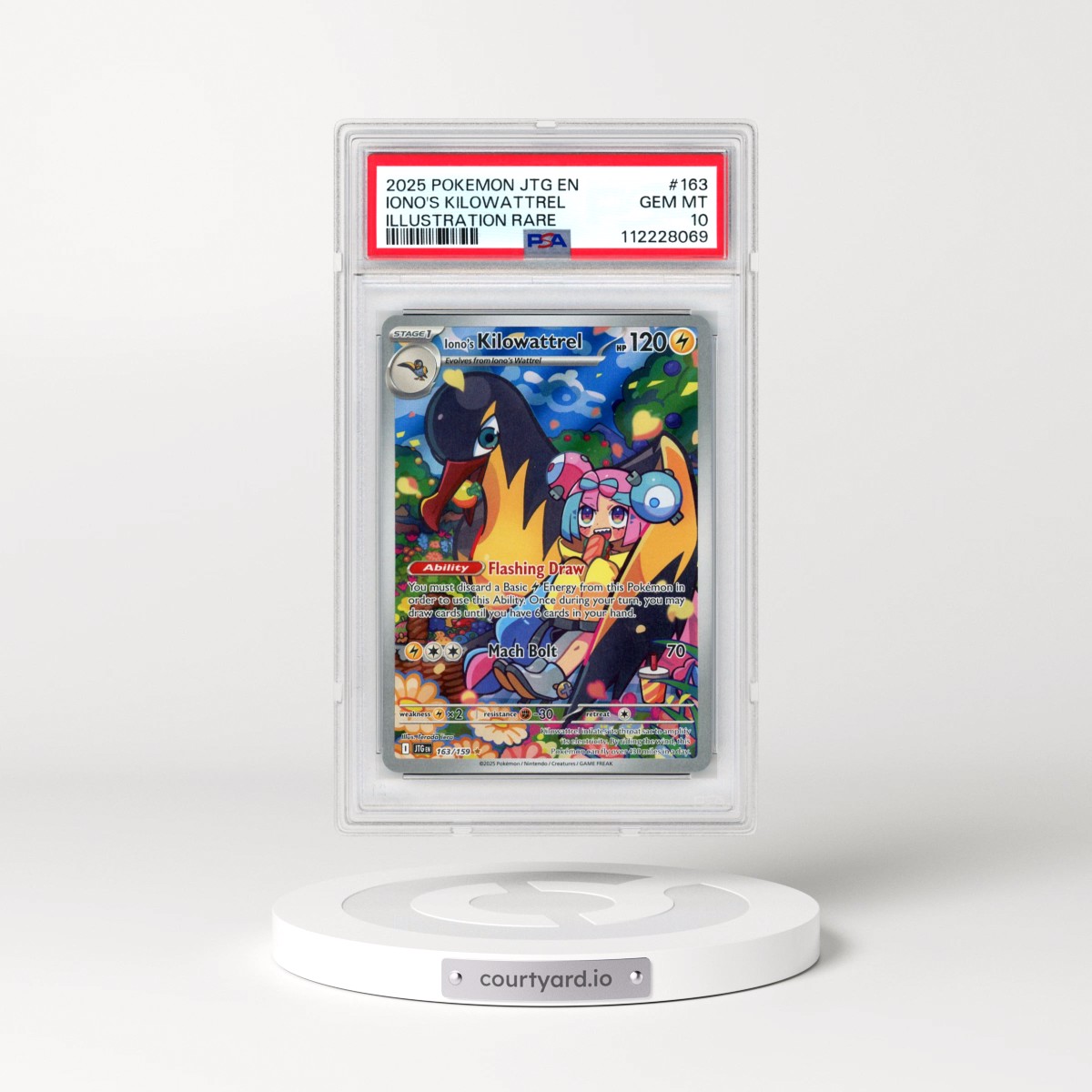 2025 Pokémon Jtg EN-Journey Together #163 Iono's Kilowattrel - Illustration Rare (PSA 10 GEM MINT)