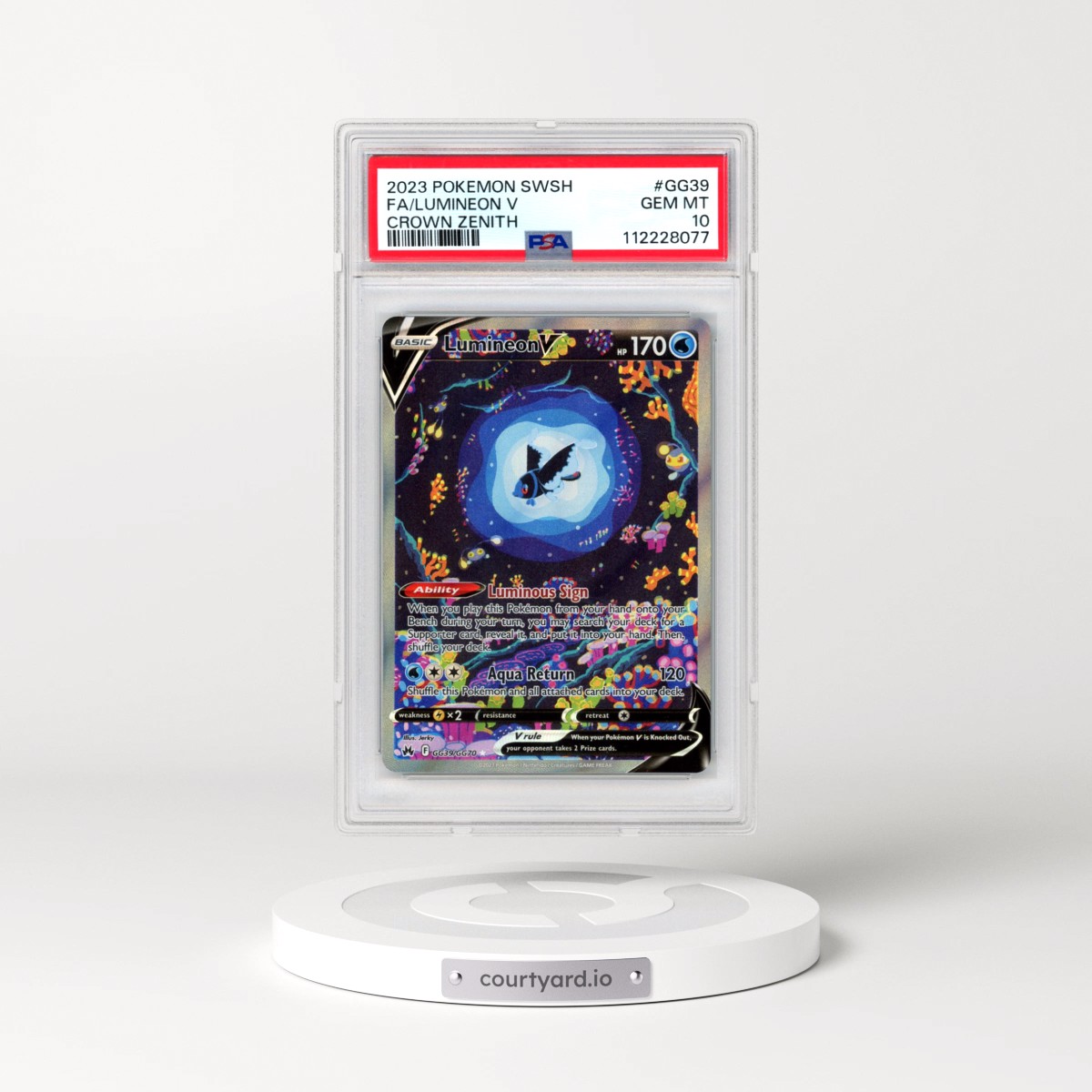 2023 Pokémon Sword and Shield Crown Zenith #GG39 Lumineon V - Holo Full Art (PSA 10 GEM MINT)