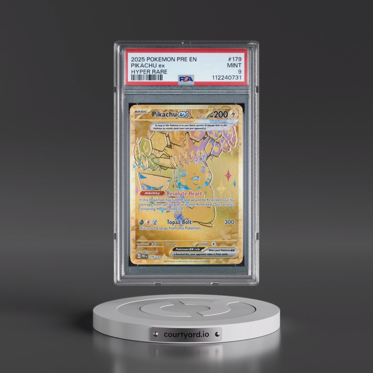 2025 Pokémon Pre EN-Prismatic Evolutions #179 Pikachu EX - Holo Hyper Rare (PSA 9 MINT)