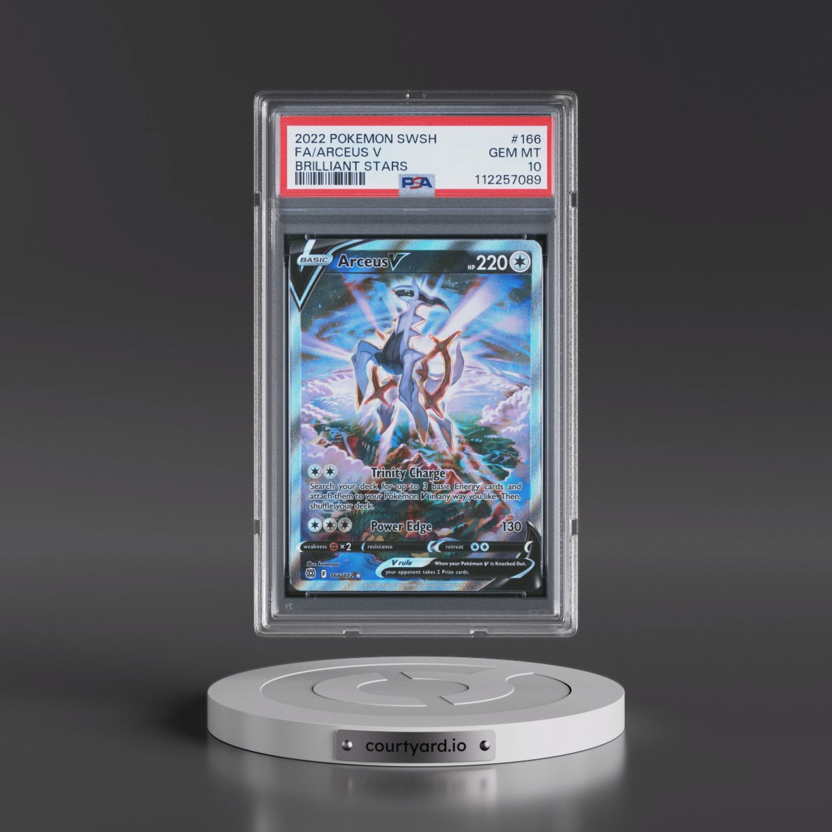2022 Pokémon Sword & Shield Brilliant Stars #166 Arceus V - Holo Full Art (PSA 10 GEM MINT)