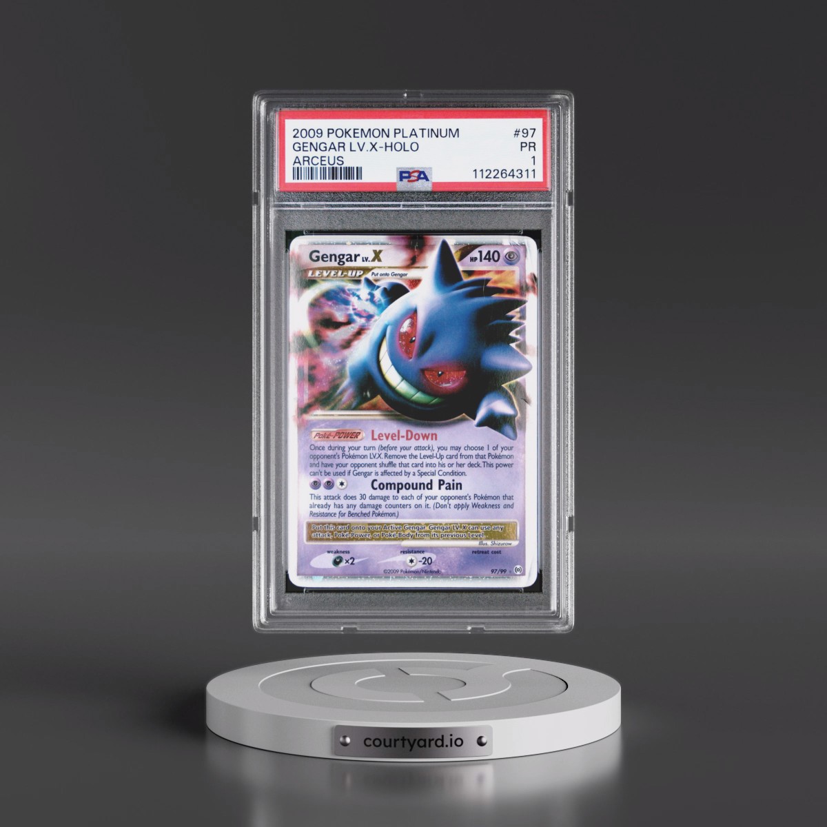 2009 Pokémon Platinum Arceus #97 Gengar LV.X - Holo (PSA 1 PR)