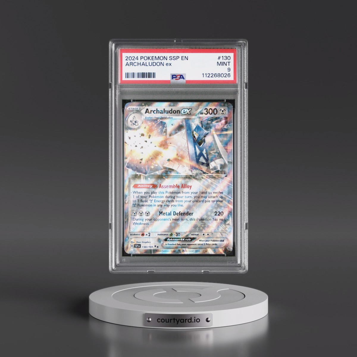 2024 Pokémon Ssp EN-Surging Sparks #130 Archaludon EX - Holo (PSA 9 MINT)