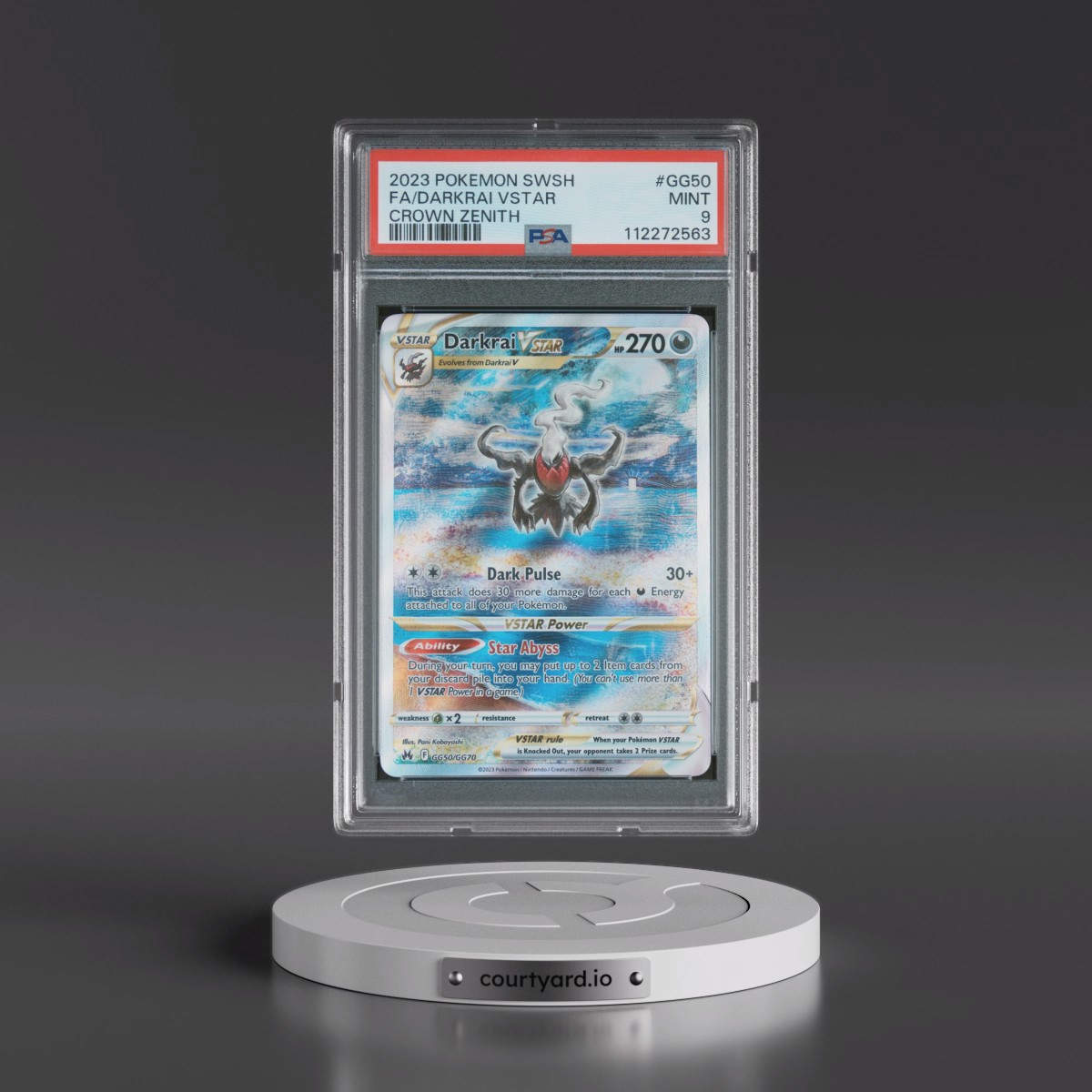 2023 Pokémon Sword and Shield Crown Zenith #GG50 Darkrai Vstar - Full Art (PSA 9 MINT)