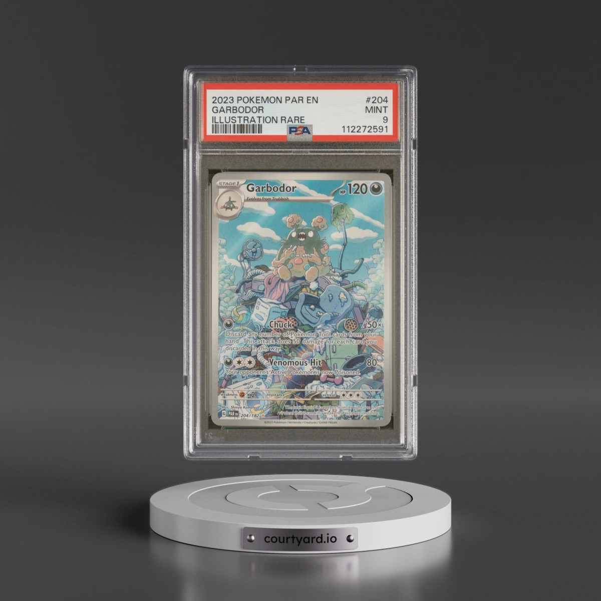 2023 Pokémon Par EN-Paradox Rift #204 Garbodor - Illustration Rare (PSA 9 MINT)