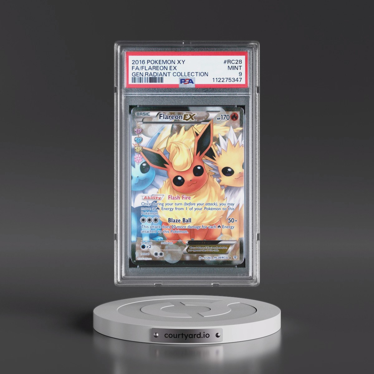 2016 Pokémon XY Generations Radiant Collection #RC28 Flareon EX - Holo Full Art (PSA 9 MINT)