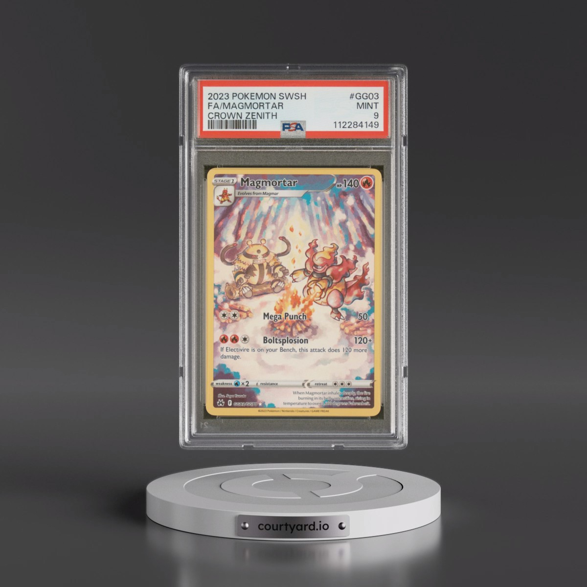 2023 Pokémon Sword and Shield Crown Zenith #GG03 Magmortar - Full Art (PSA 9 MINT)