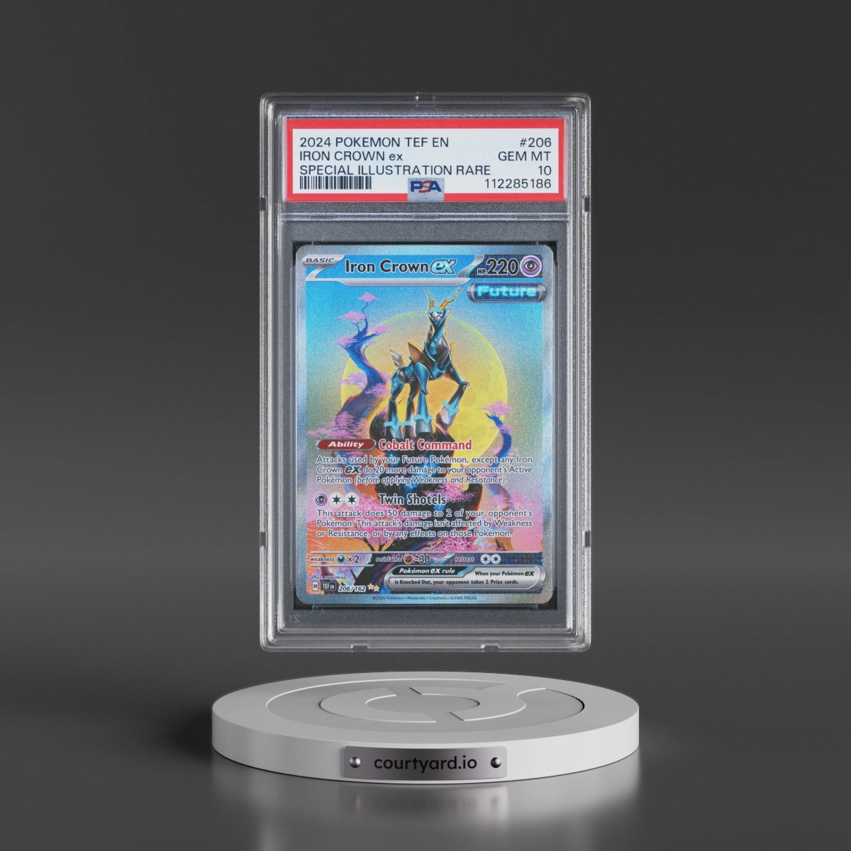 2024 Pokémon Tef EN-Temporal Forces #206 Iron Crown EX - Holo Special Illustration Rare (PSA 10 GEM MINT)