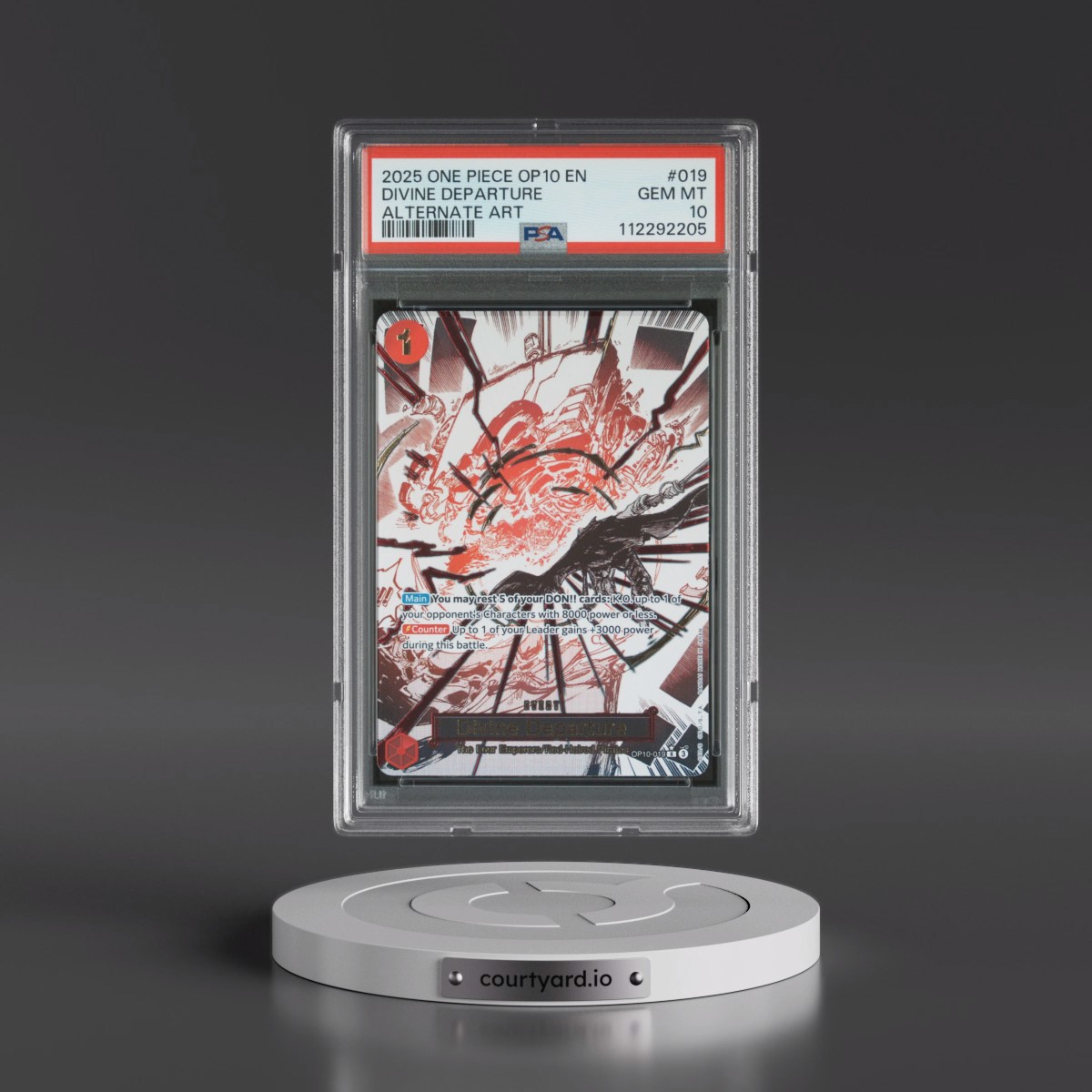 2025 One Piece OP10-Royal Blood #019 Divine Departure - Alternate Art (PSA 10 GEM MINT)