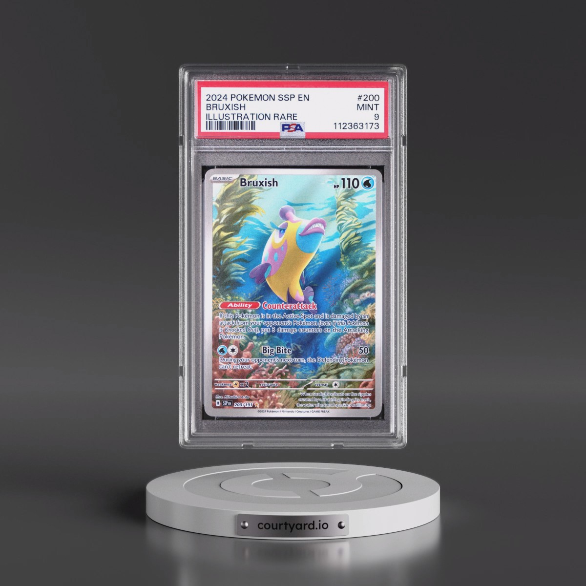 2024 Pokémon Ssp EN-Surging Sparks #200 Bruxish - Illustration Rare (PSA 9 MINT)