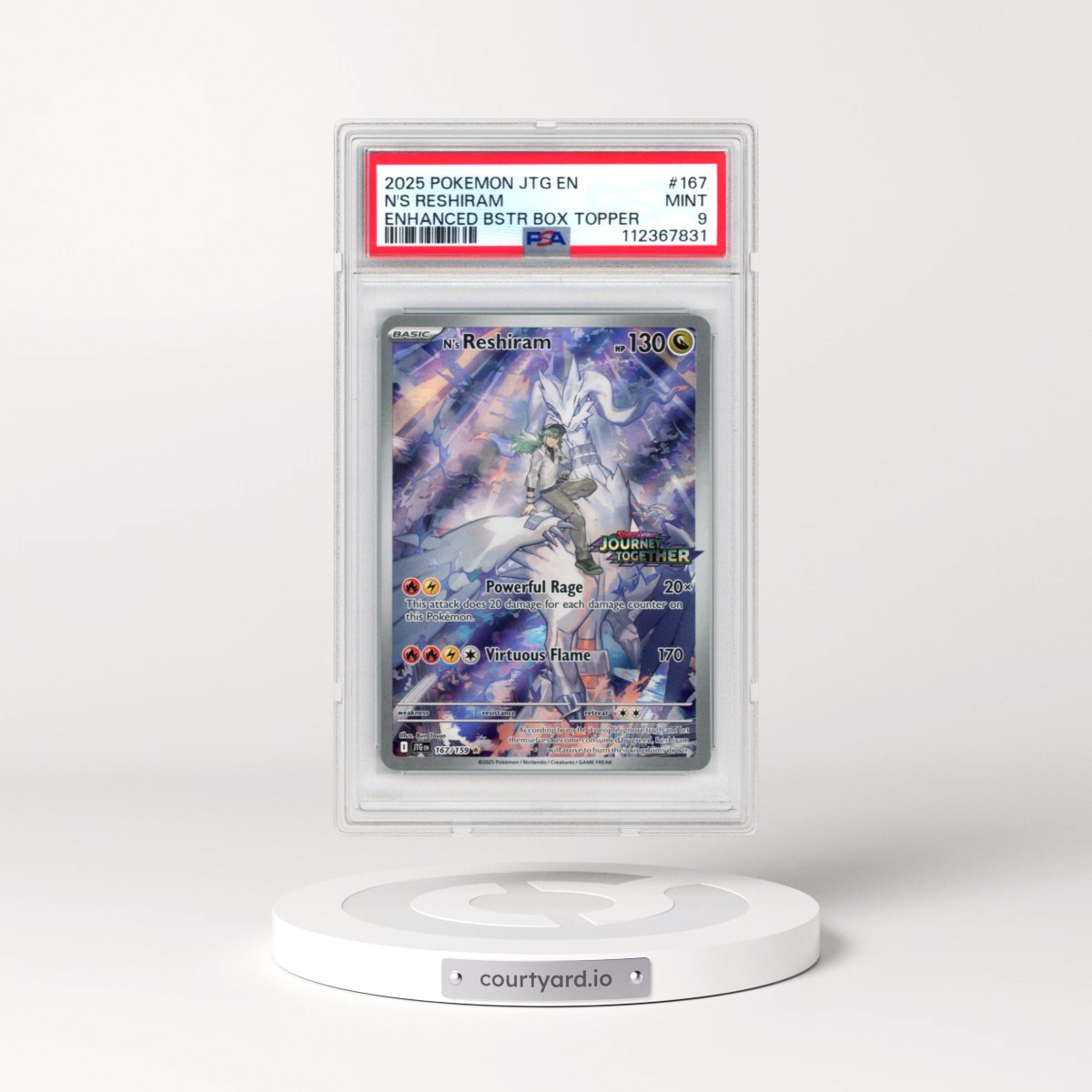 2025 Pokémon Jtg EN-Journey Together #167 N's Reshiram - Enhanced Booster Box Topper (PSA 9 MINT)